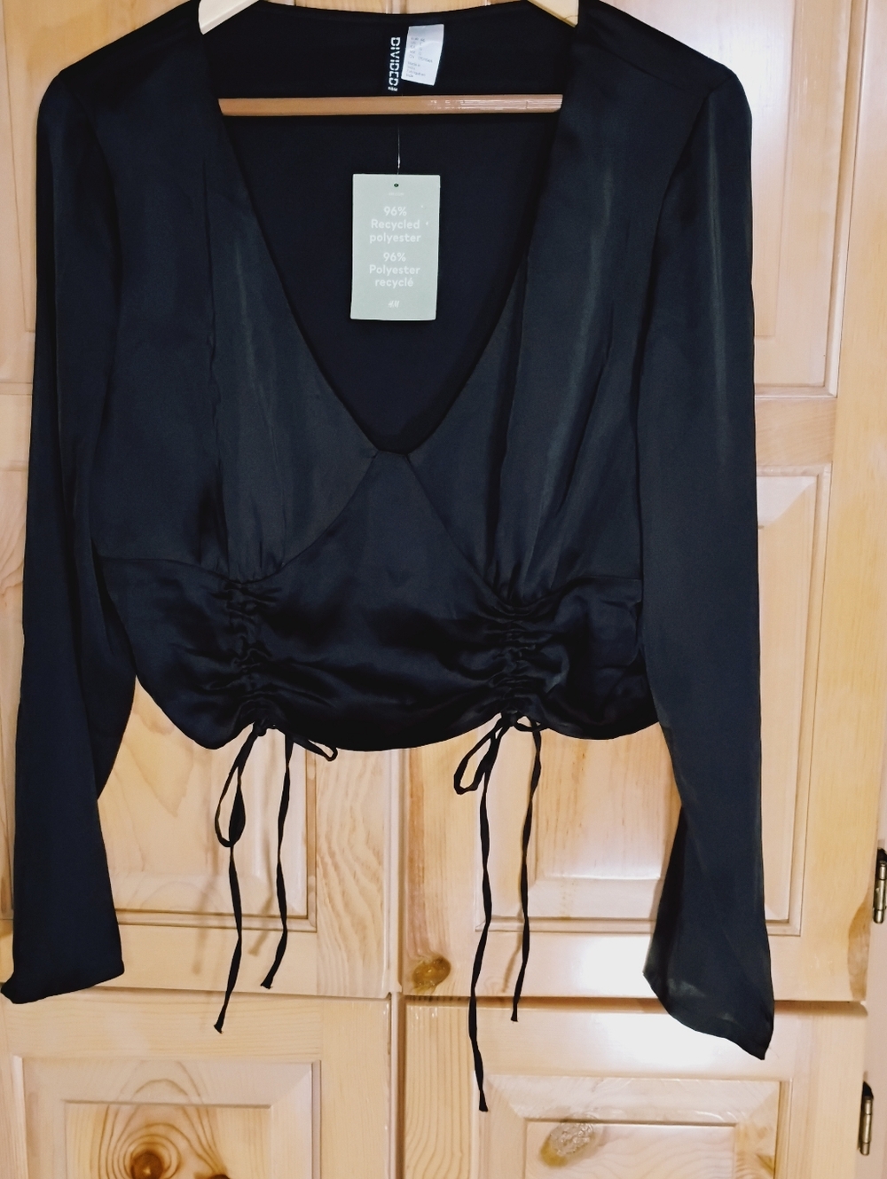 NWT H&M Black Crop Top Size L